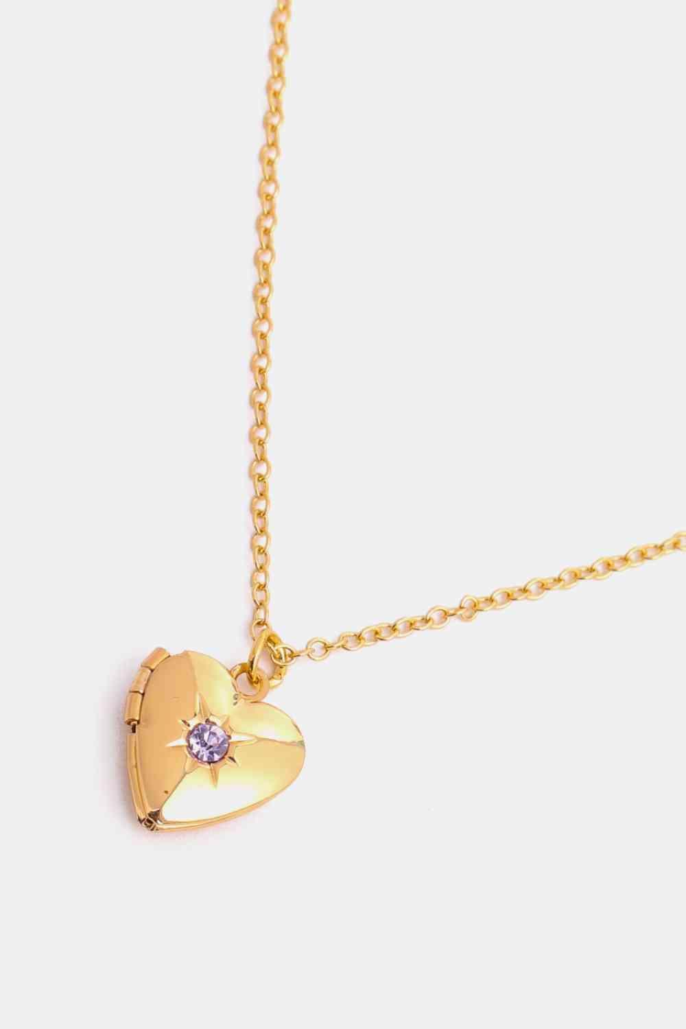 Zircon Heart Shape 14K Gold-Plated Pendant Necklace - 808Lush