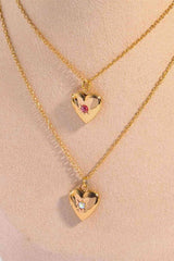 Zircon Heart Shape 14K Gold-Plated Pendant Necklace - 808Lush