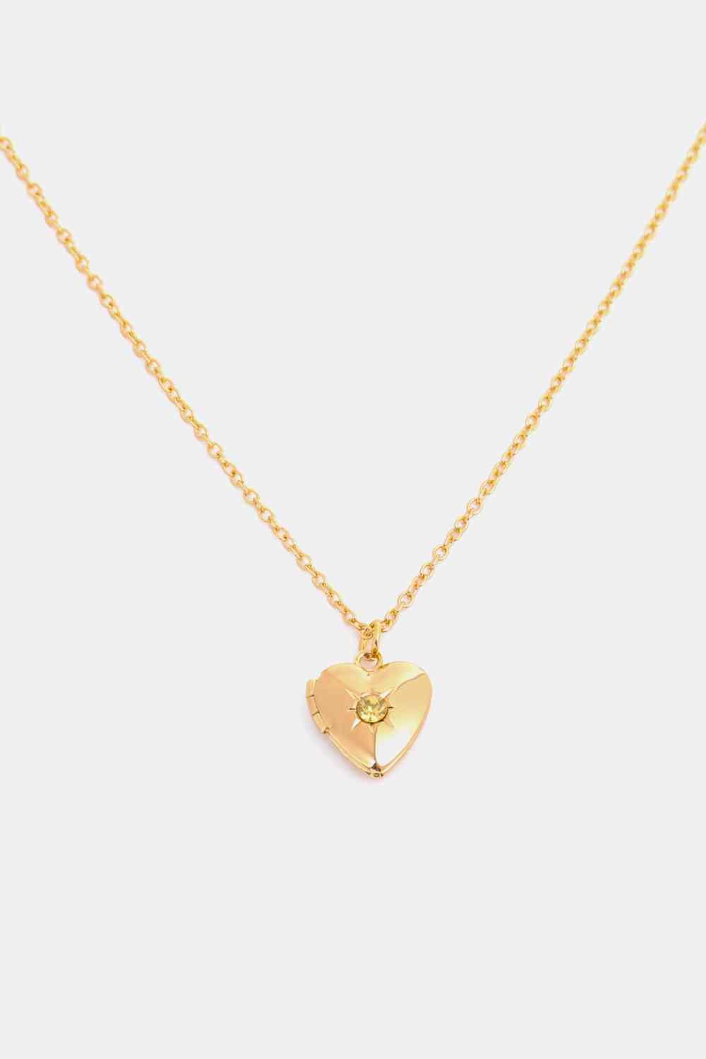 Zircon Heart Shape 14K Gold-Plated Pendant Necklace - 808Lush