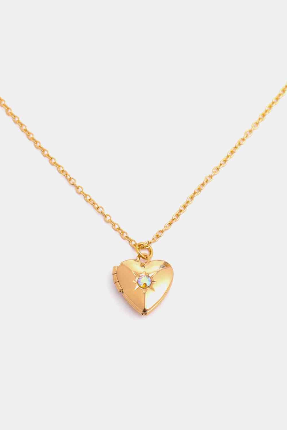 Zircon Heart Shape 14K Gold-Plated Pendant Necklace - 808Lush