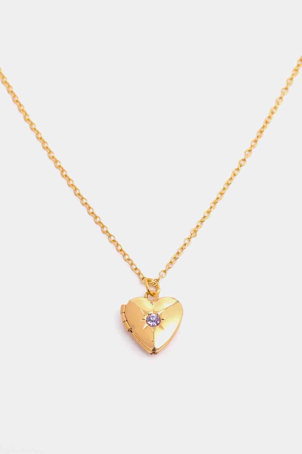 Zircon Heart Shape 14K Gold-Plated Pendant Necklace - 808Lush