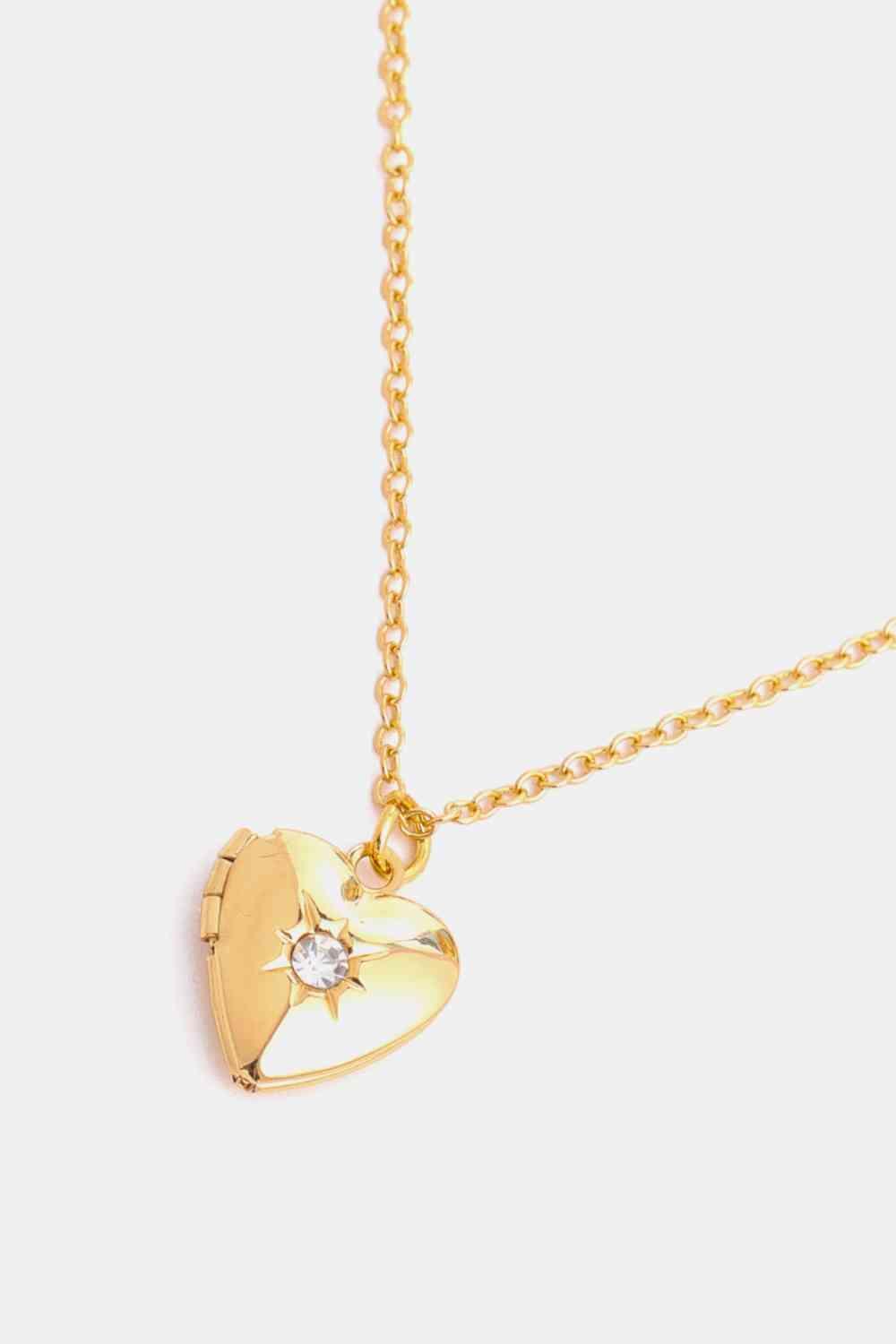 Zircon Heart Shape 14K Gold-Plated Pendant Necklace - 808Lush