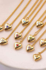 Zircon Heart Shape 14K Gold-Plated Pendant Necklace - 808Lush