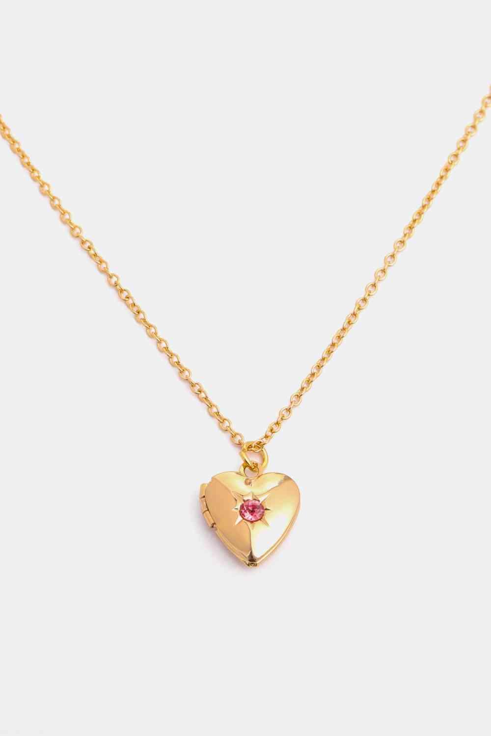 Zircon Heart Shape 14K Gold-Plated Pendant Necklace - 808Lush