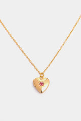 Zircon Heart Shape 14K Gold-Plated Pendant Necklace - 808Lush