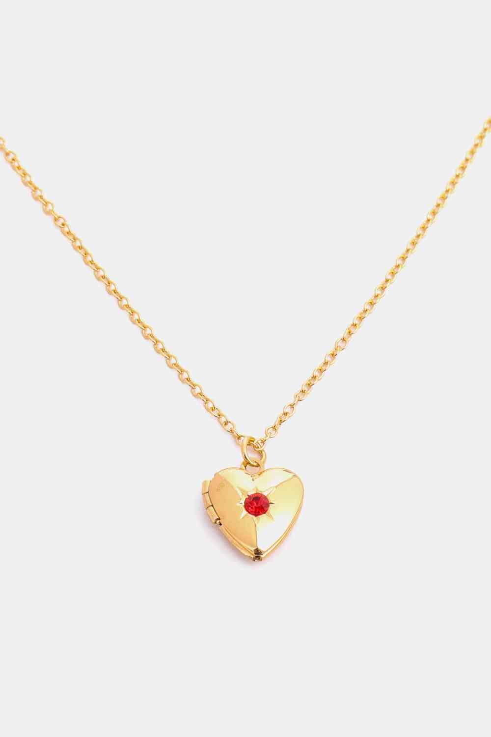 Zircon Heart Shape 14K Gold-Plated Pendant Necklace - 808Lush