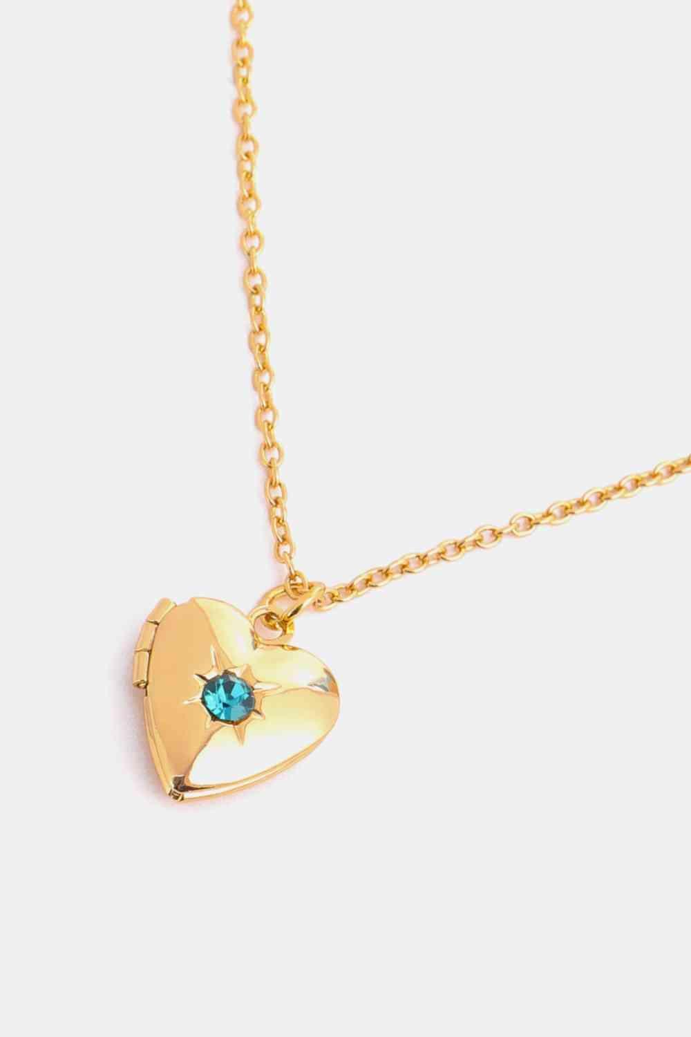 Zircon Heart Shape 14K Gold-Plated Pendant Necklace - 808Lush