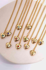 Zircon Heart Shape 14K Gold-Plated Pendant Necklace - 808Lush