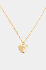 Zircon Heart Shape 14K Gold-Plated Pendant Necklace - 808Lush