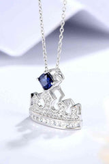 Zircon Lab-Grown Sapphire Crown Shape Pendant Necklace - 808Lush