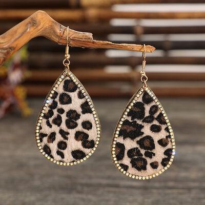 Zircon PU Leopard Teardrop Earrings - 808Lush