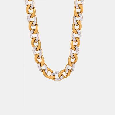 Zircon Titanium Steel Chunky Chain Necklace - 808Lush