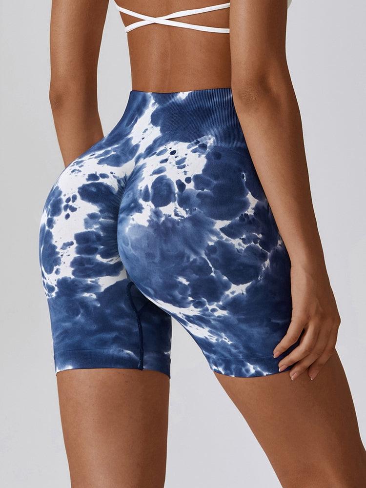 Tie Dye Wide Waistband Slim Fit Sports Shorts - 808Lush