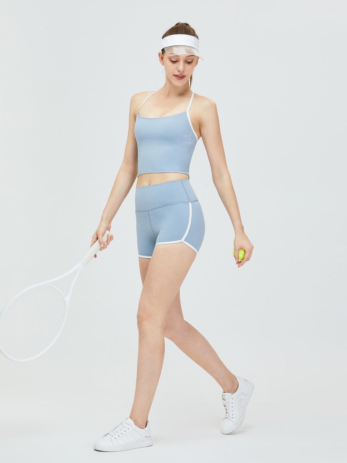 Contrast Trim High Waist Active Shorts - 808Lush