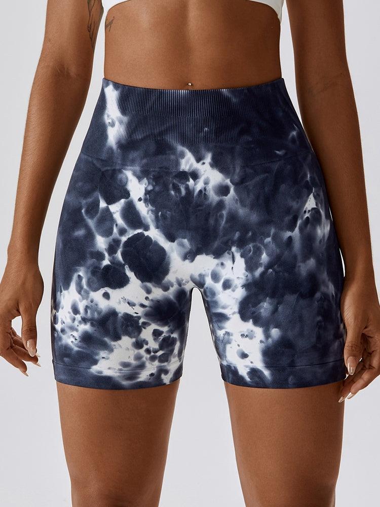 Tie Dye Wide Waistband Slim Fit Sports Shorts - 808Lush