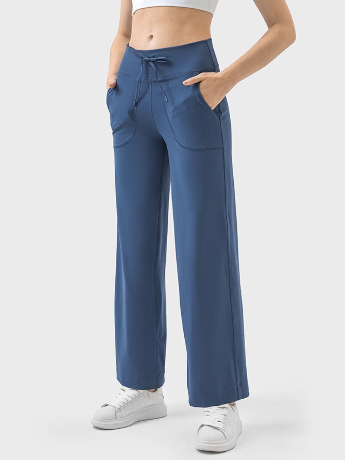 Drawstring Active Pants with Pockets - 808Lush