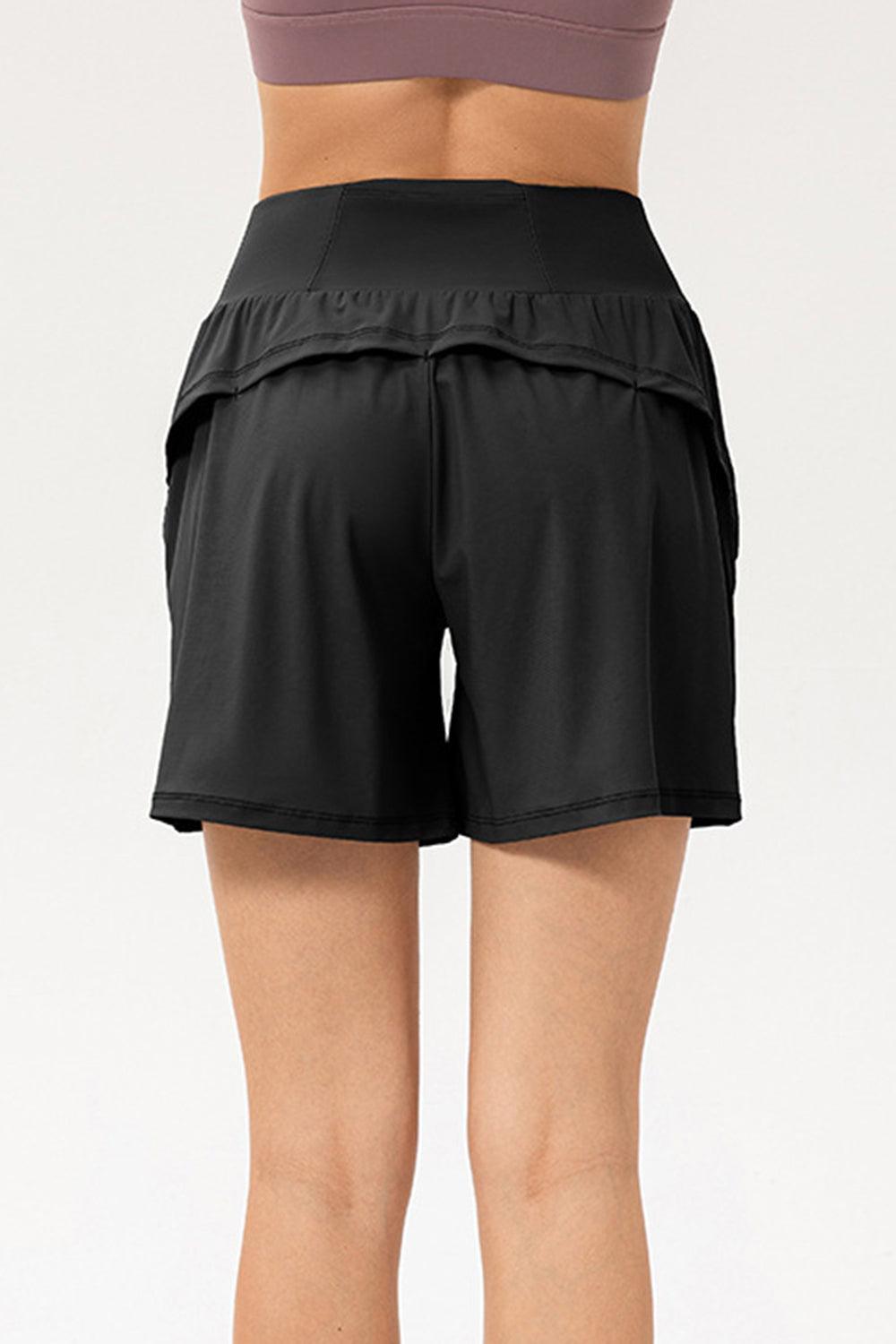 Pocketed Elastic Waist Active Shorts - 808Lush