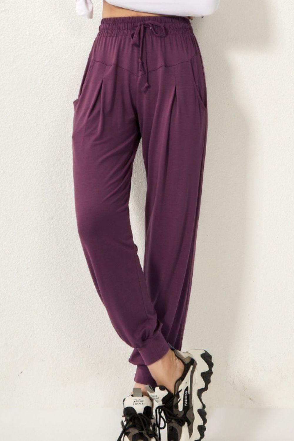 Drawstring High Waist Active Pants - 808Lush