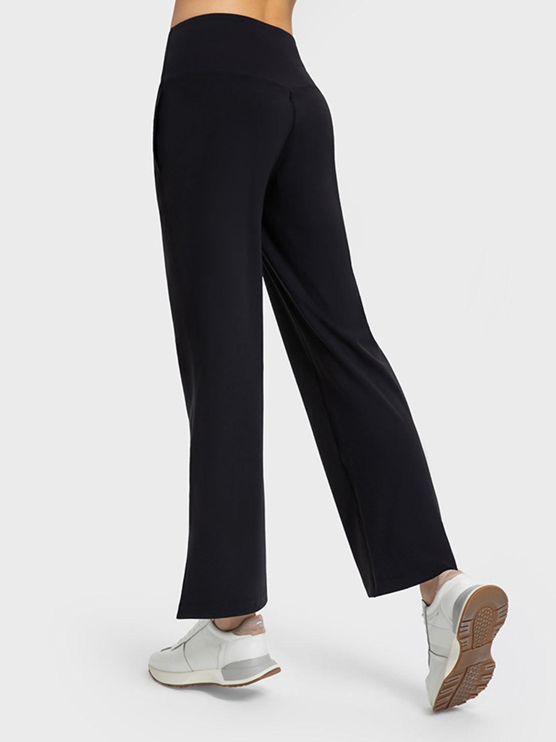 Wide Leg Slit Sport Pants with Pockets - 808Lush