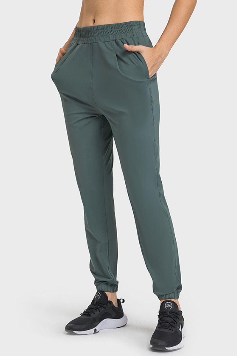 Elastic Waist Yoga Joggers with Pockets - 808Lush