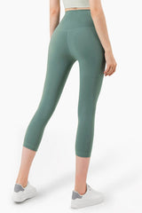 Feel Like Skin Elastic Waistband Cropped Yoga Leggings - 808Lush