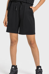 Drawstring Elastic Waist Sports Bermuda Shorts - 808Lush