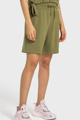 Drawstring Elastic Waist Sports Bermuda Shorts - 808Lush