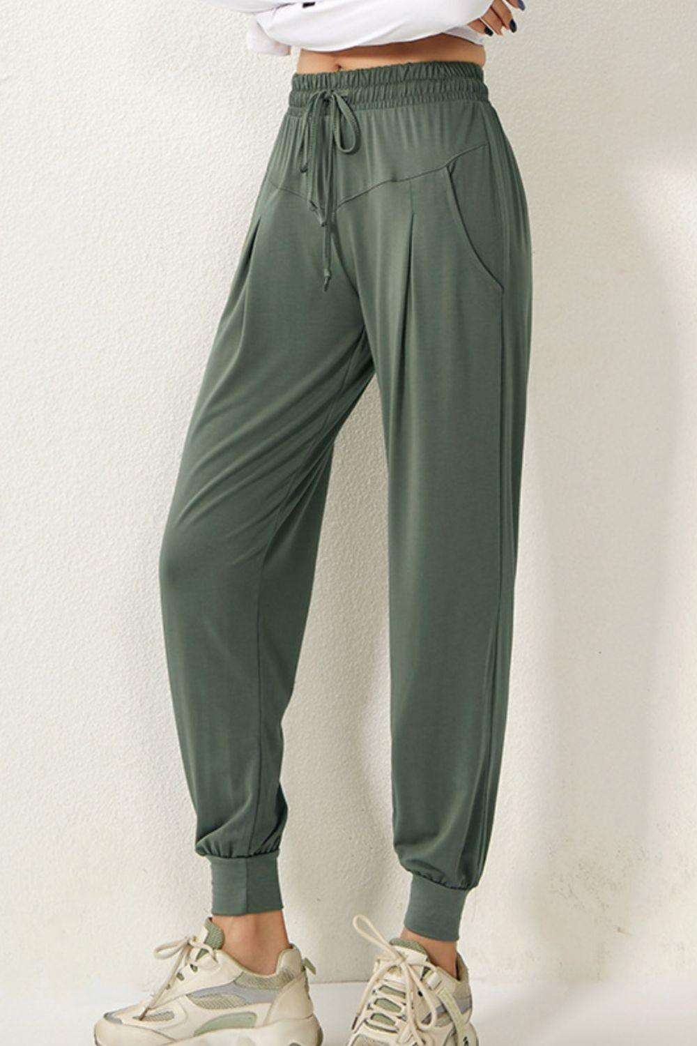 Drawstring High Waist Active Pants - 808Lush