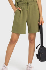 Drawstring Elastic Waist Sports Bermuda Shorts - 808Lush