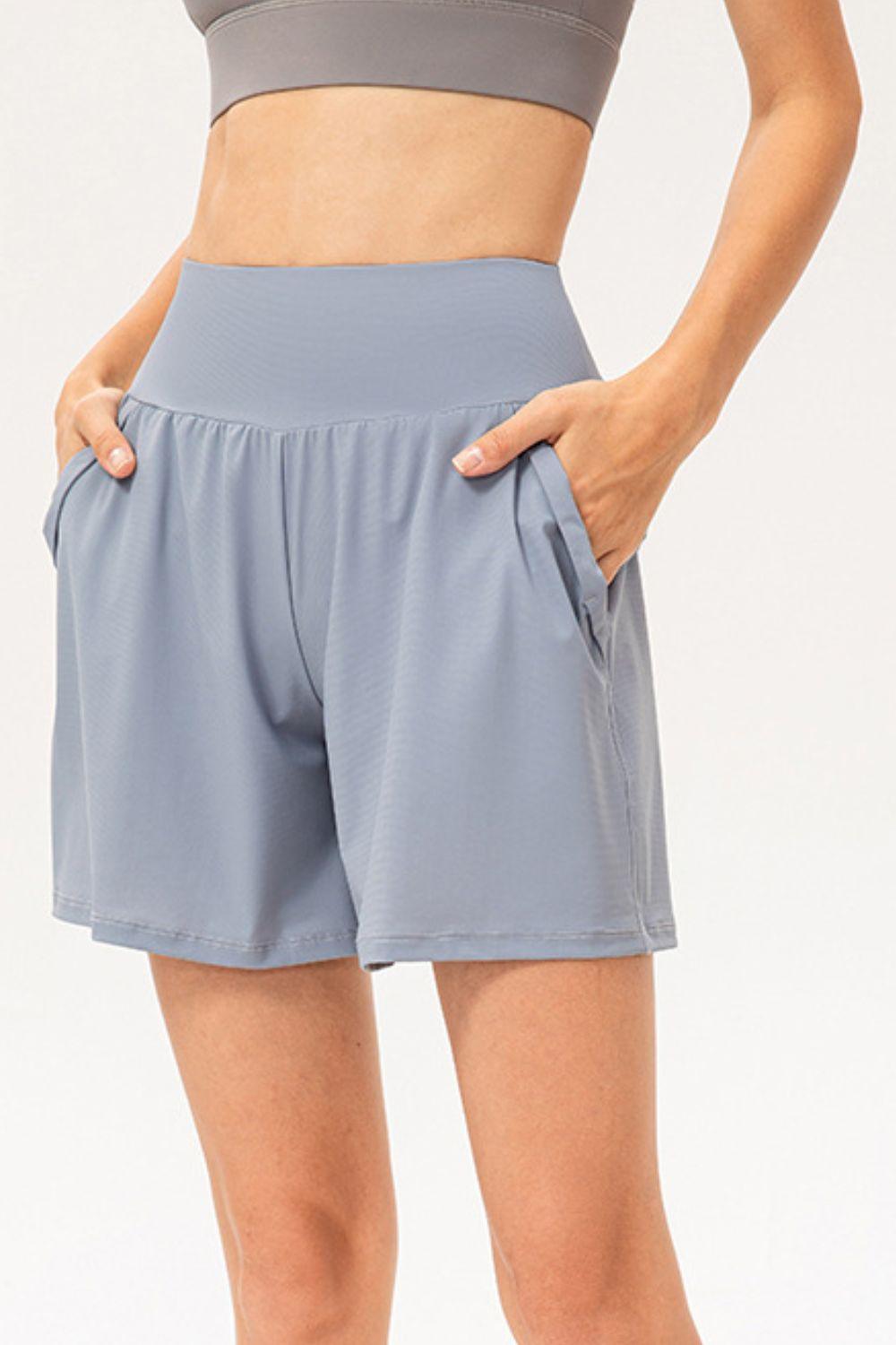 Pocketed Elastic Waist Active Shorts - 808Lush