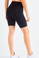 Checkered Wide Waistband Biker Shorts - 808Lush