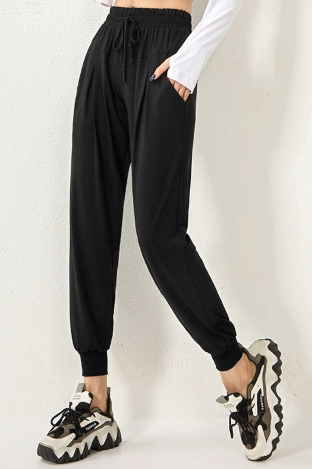 Drawstring High Waist Active Pants - 808Lush