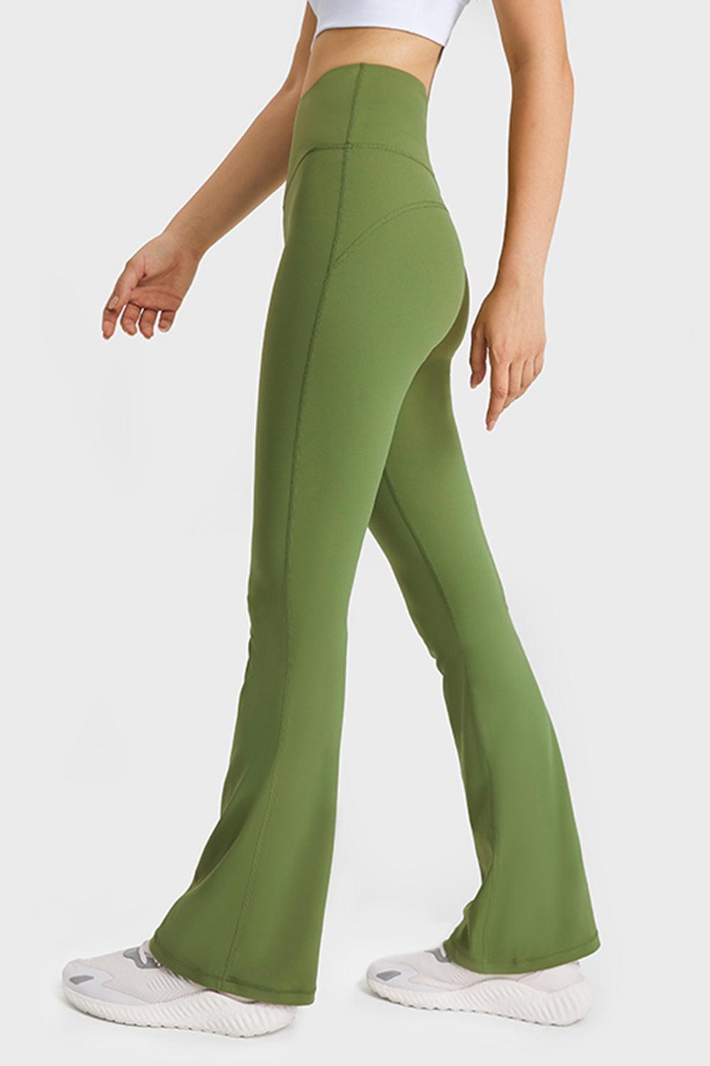 Elastic Waist Flare Yoga Pants - 808Lush