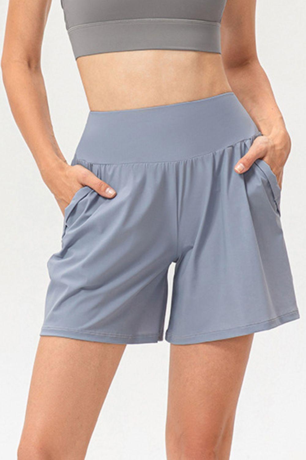 Pocketed Elastic Waist Active Shorts - 808Lush