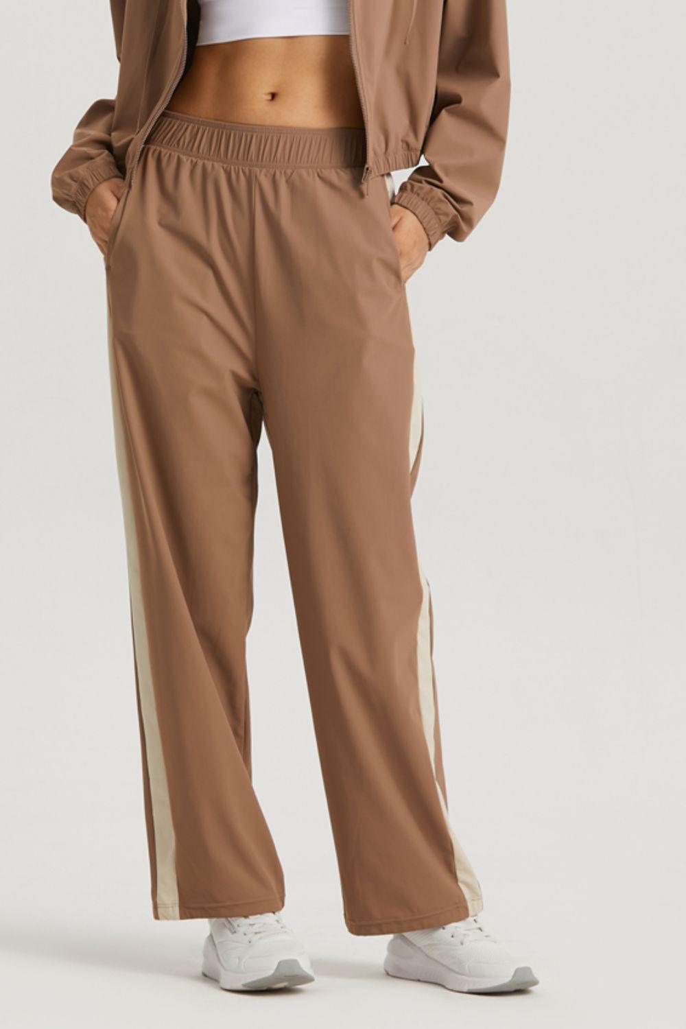 Side Stripe Elastic Waist Sports Pants - 808Lush