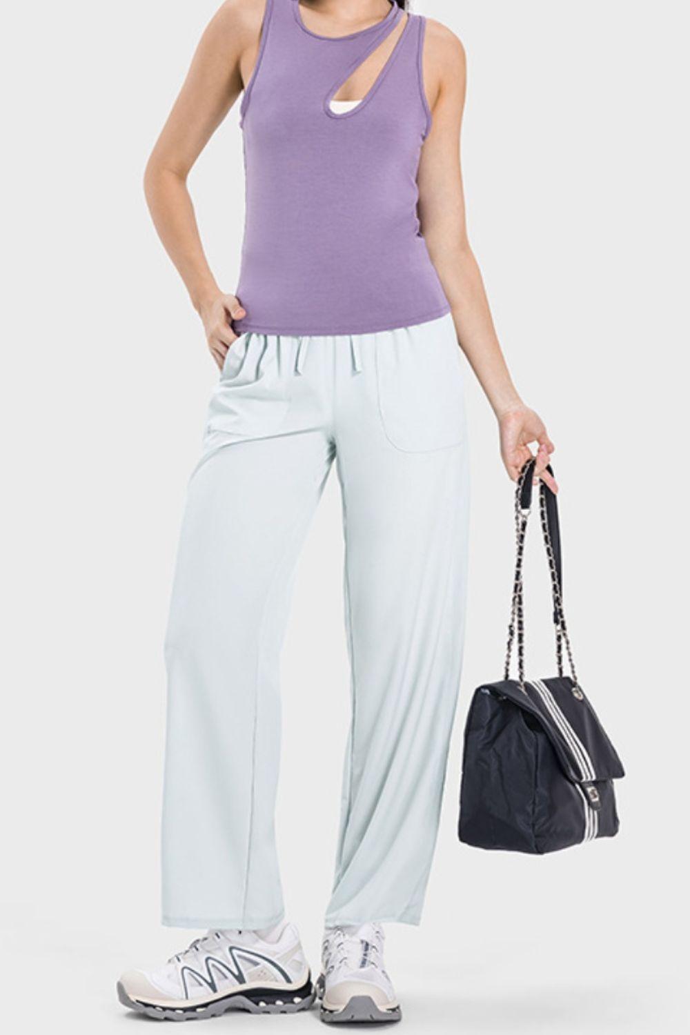 Drawstring Pocketed Active Pants - 808Lush