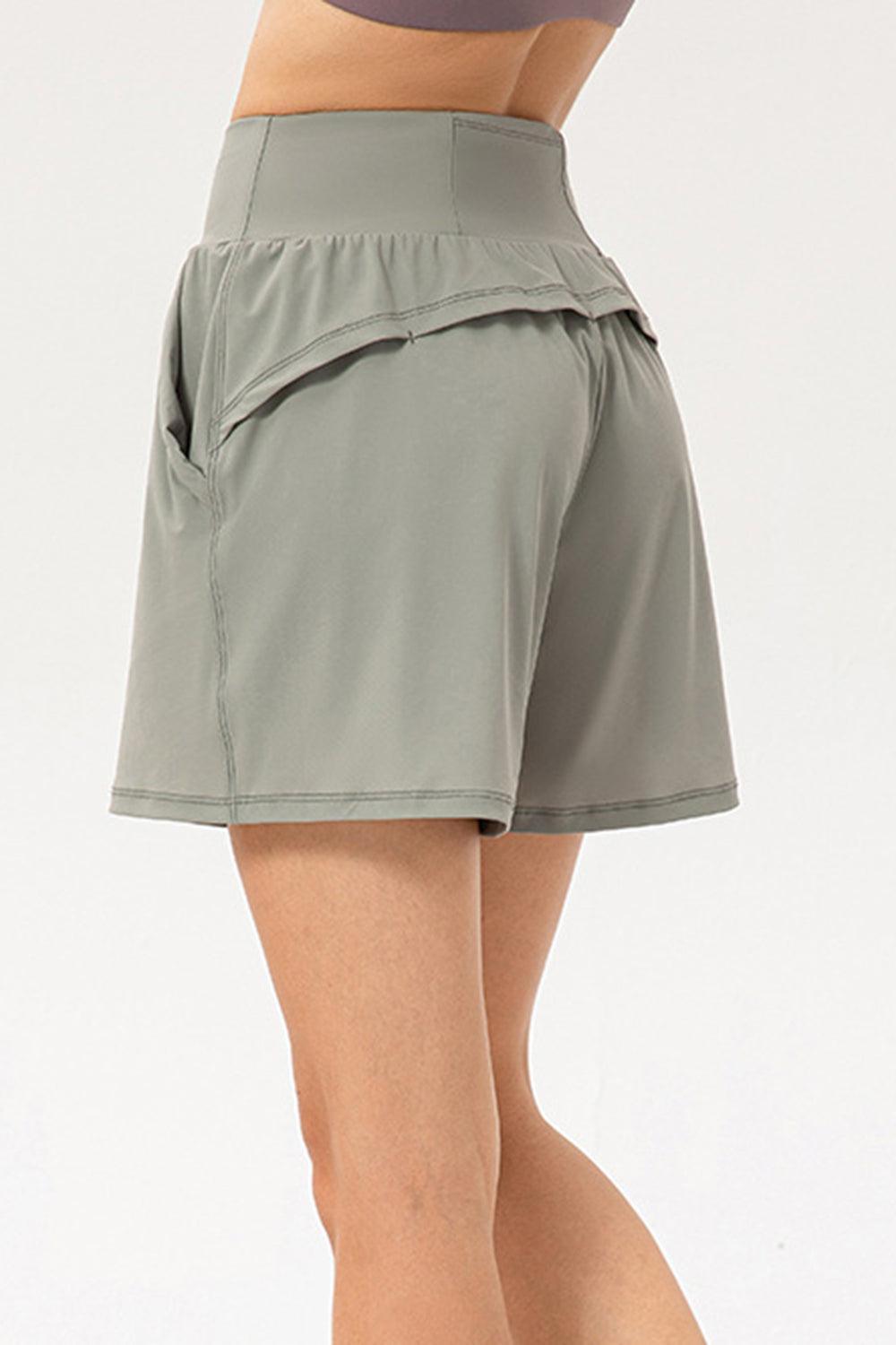 Pocketed Elastic Waist Active Shorts - 808Lush