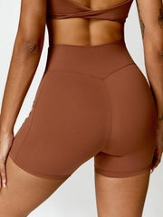 Twisted High Waist Active Shorts with Pockets - 808Lush