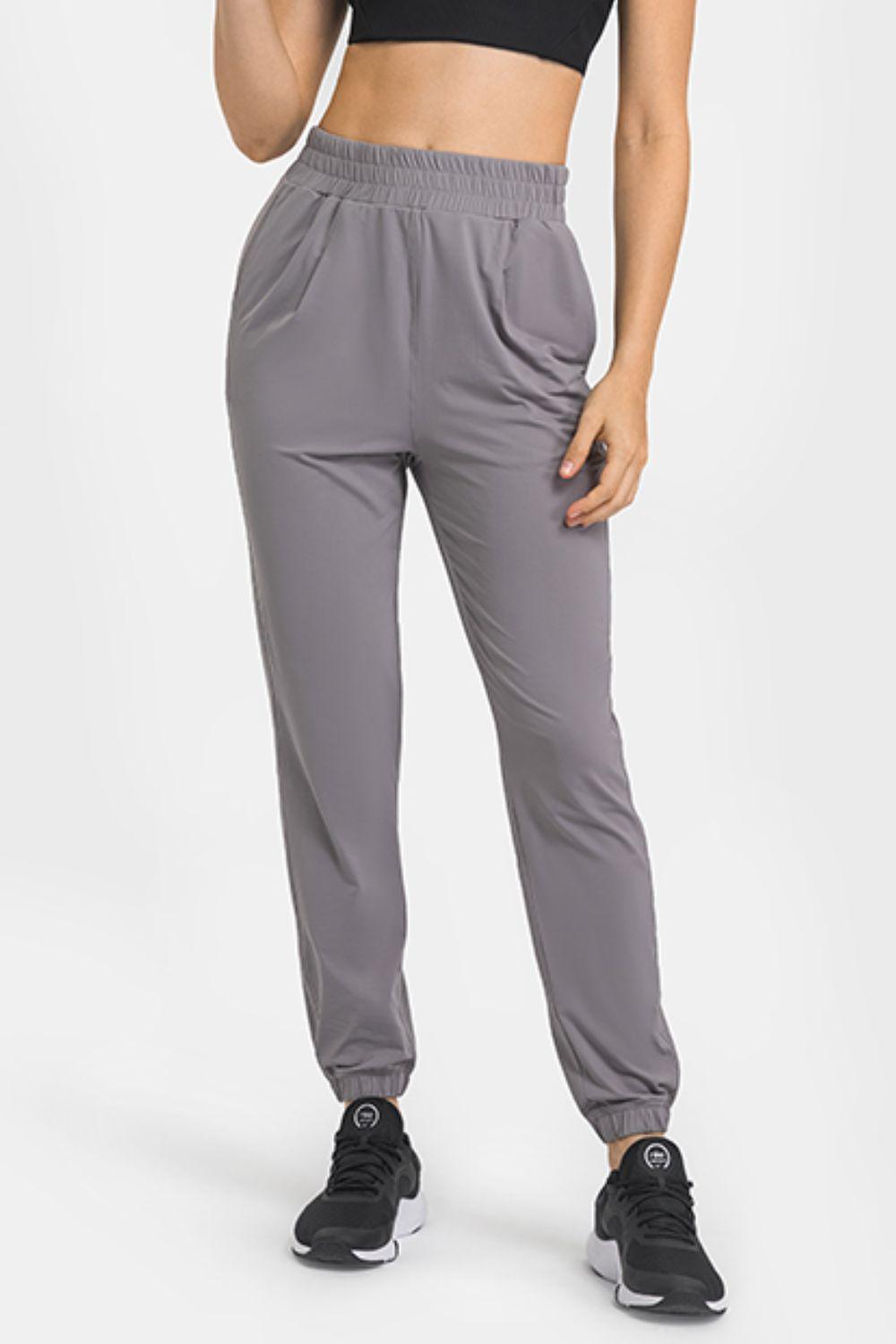 Elastic Waist Yoga Joggers with Pockets - 808Lush