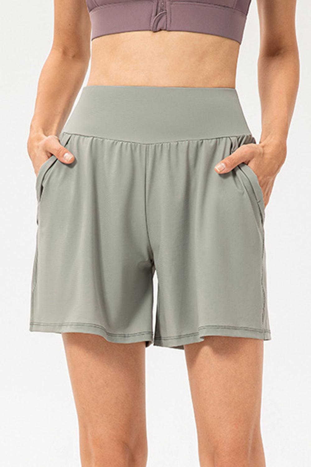 Pocketed Elastic Waist Active Shorts - 808Lush