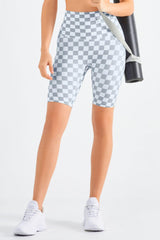 Checkered Wide Waistband Biker Shorts - 808Lush