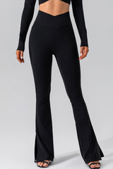 High Waist Slit Pocketed Active Pants - 808Lush