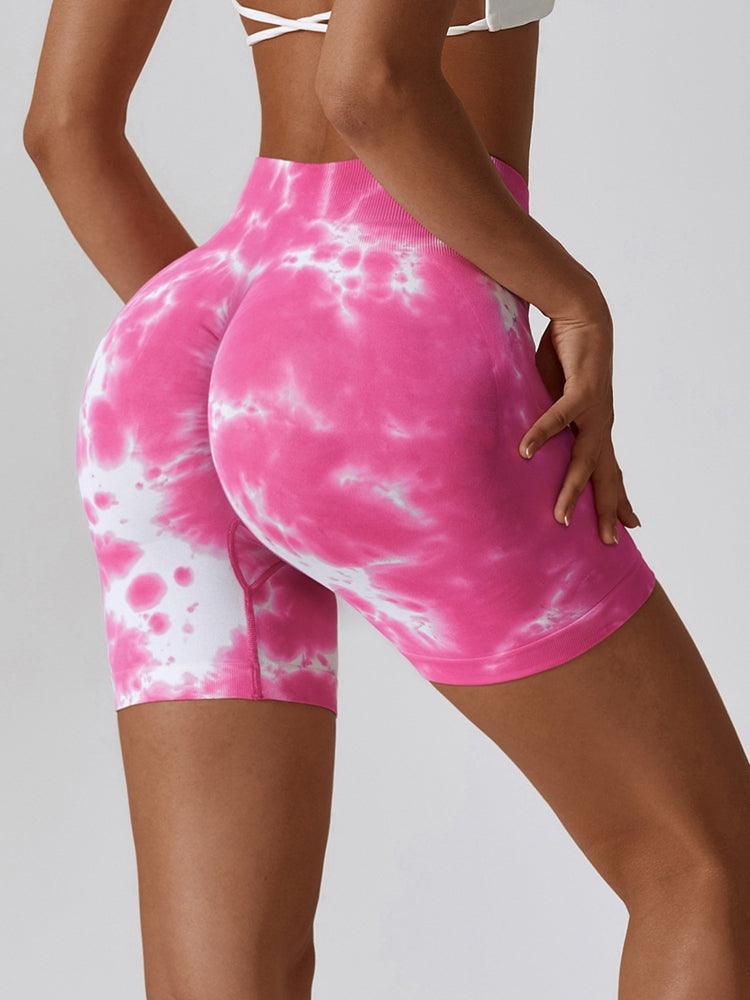 Tie Dye Wide Waistband Slim Fit Sports Shorts - 808Lush