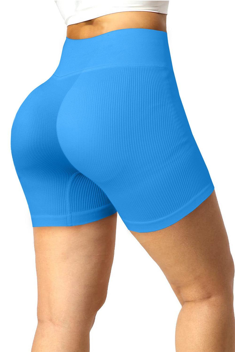 Drawstring Ribbed Sports Shorts - 808Lush