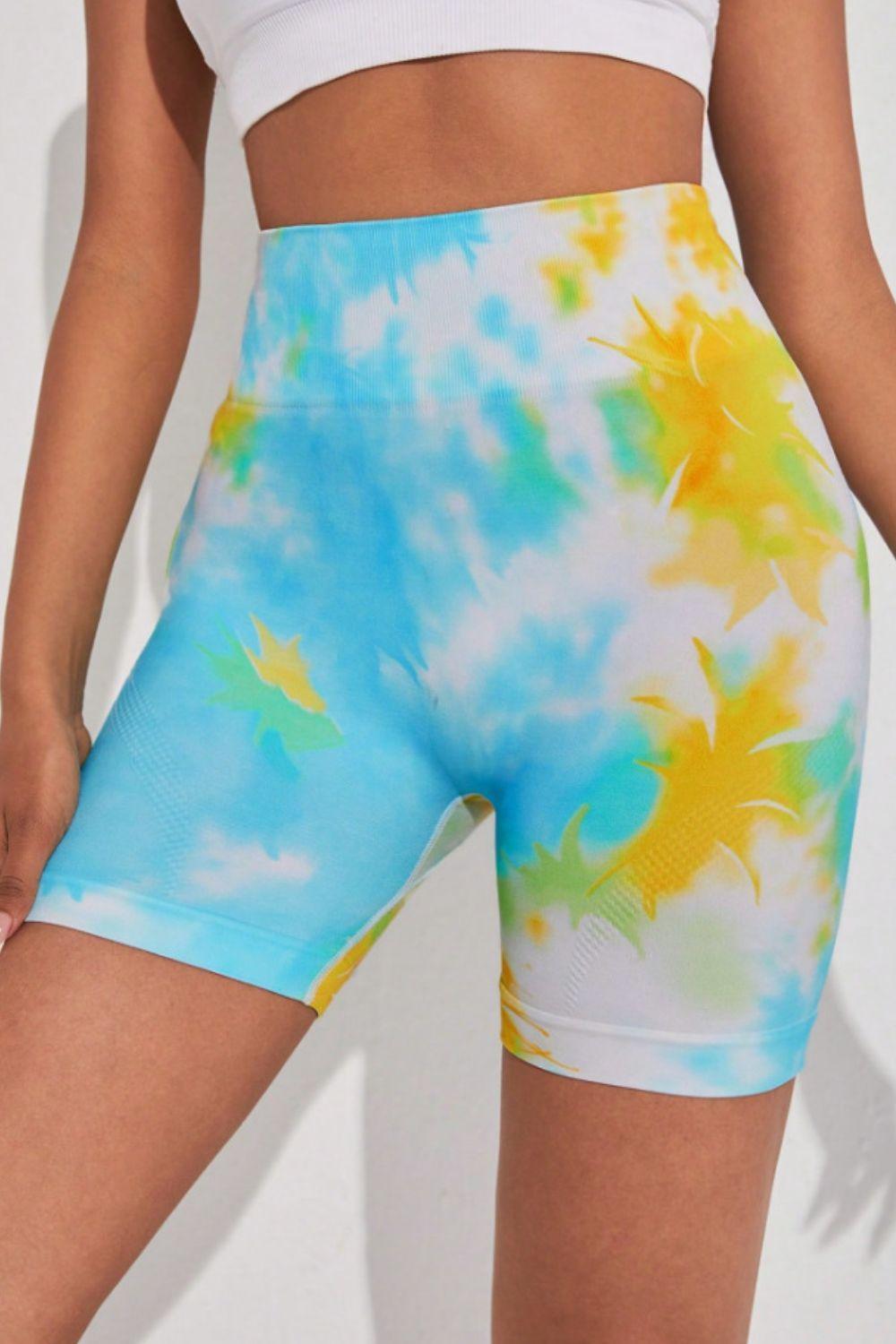 Tie-Dye Wide Waistband Sports Shorts - 808Lush