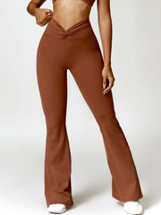 Twisted High Waist Bootcut Active Pants with Pockets - 808Lush