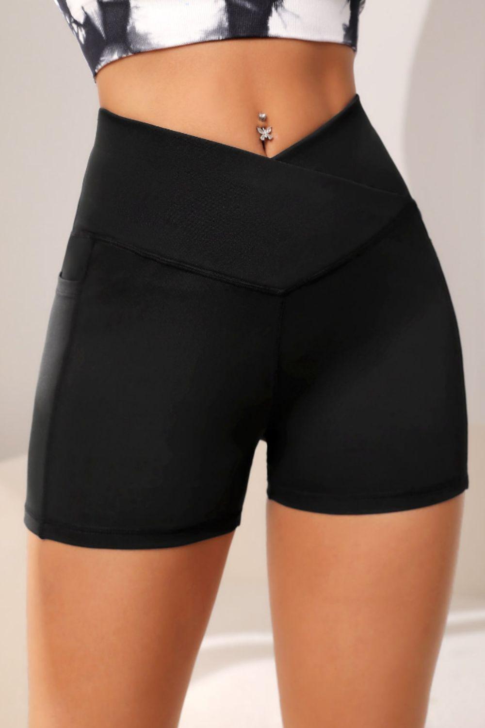 Wide Waistband Active Shorts with Pocket - 808Lush