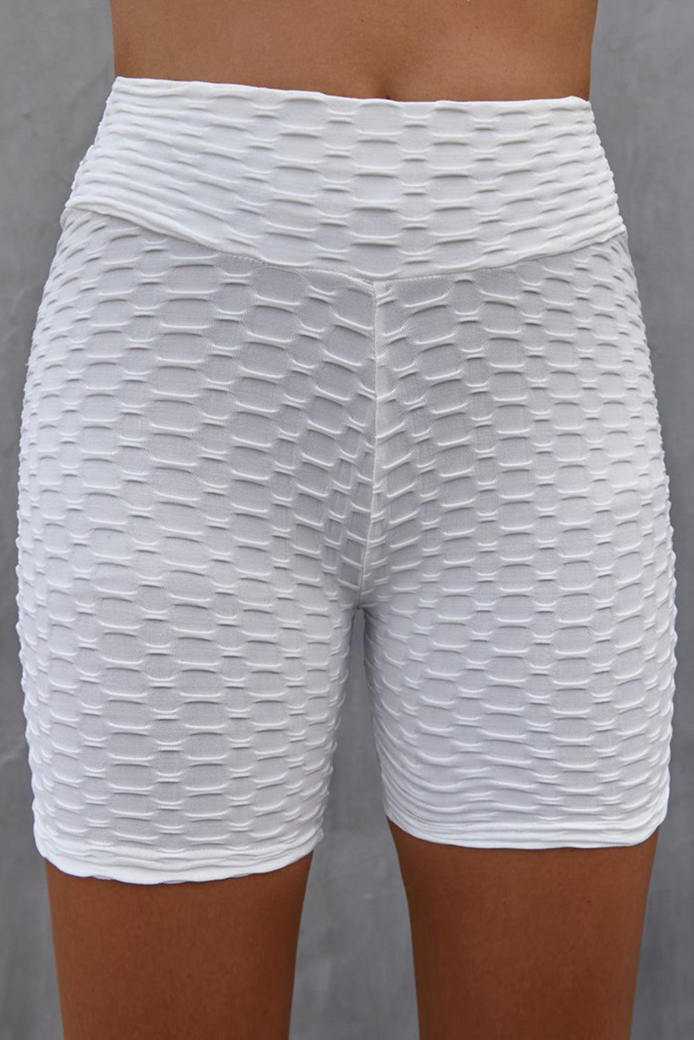 Textured High Waisted Biker Shorts - 808Lush