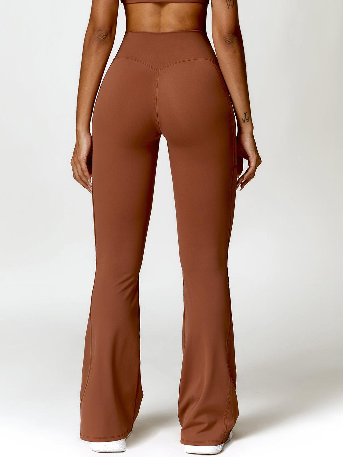 Twisted High Waist Bootcut Active Pants with Pockets - 808Lush