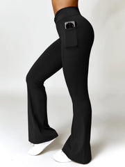 Twisted High Waist Bootcut Active Pants with Pockets - 808Lush